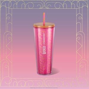 Starbucks Wicked Glinda pink & gold 24 oz venti cold tumbler cup